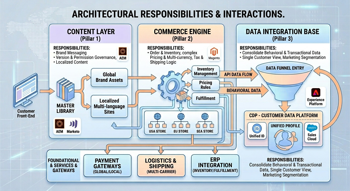 Responsibilities of Content, Commerce, and Data Layers