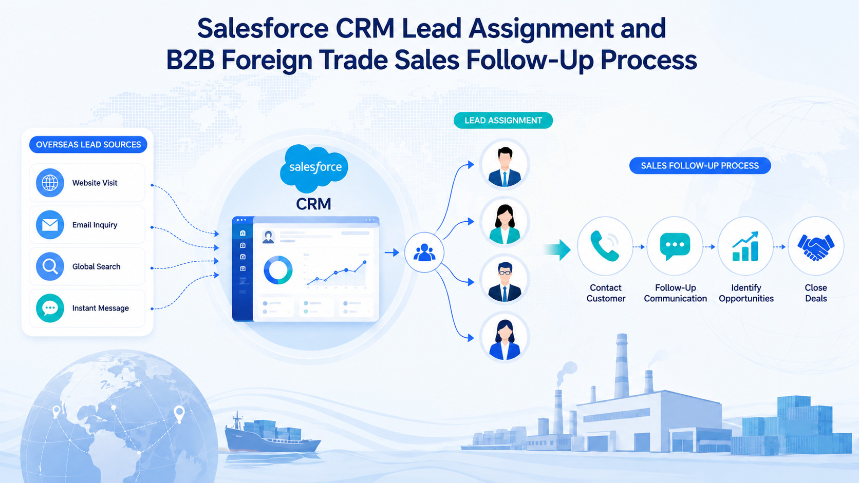 Recording and following up on B2B export leads in a CRM
