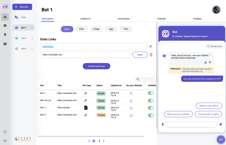 No-code AI chatbot platform