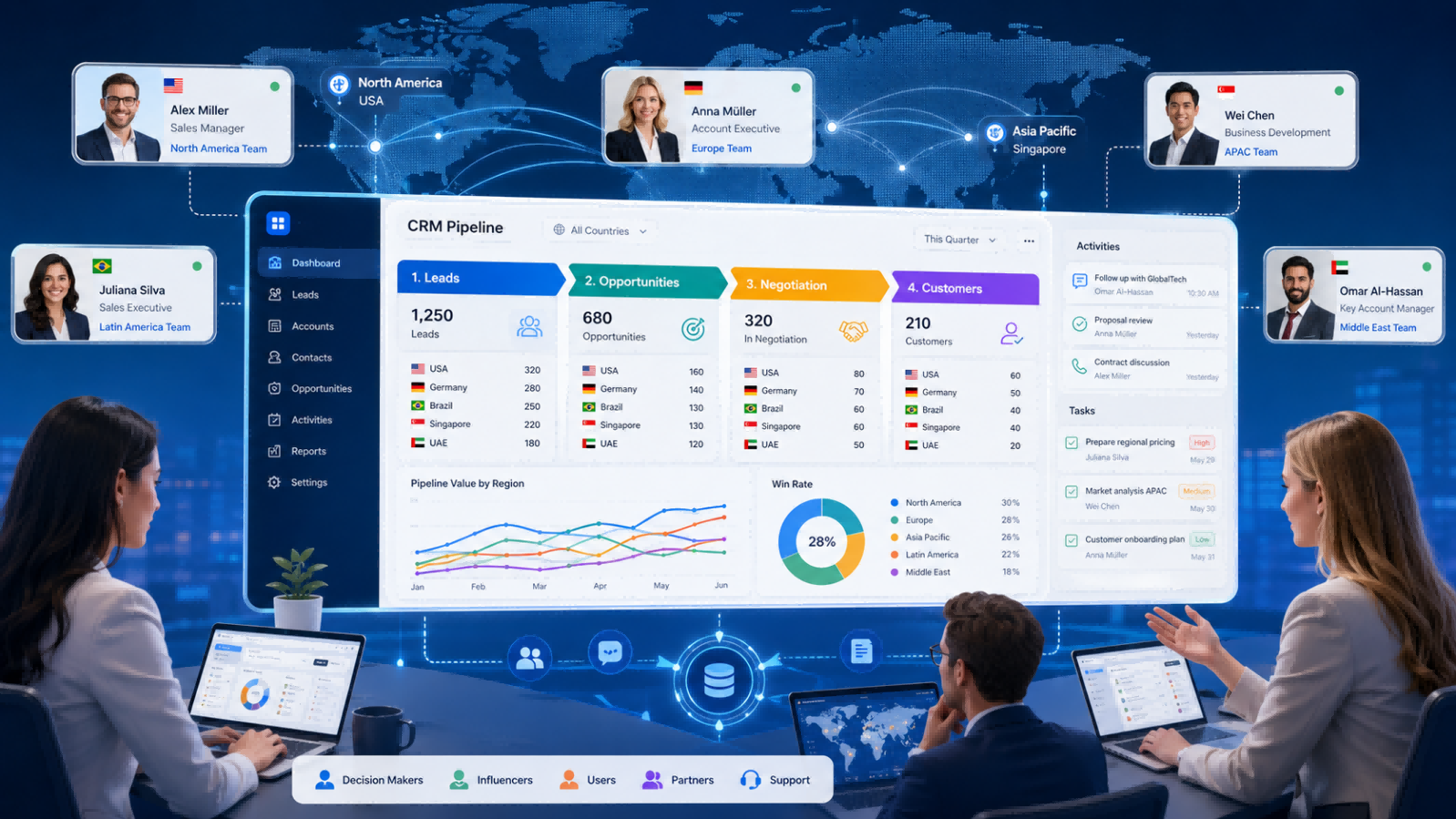 出海企業 CRM 系統管理示意图