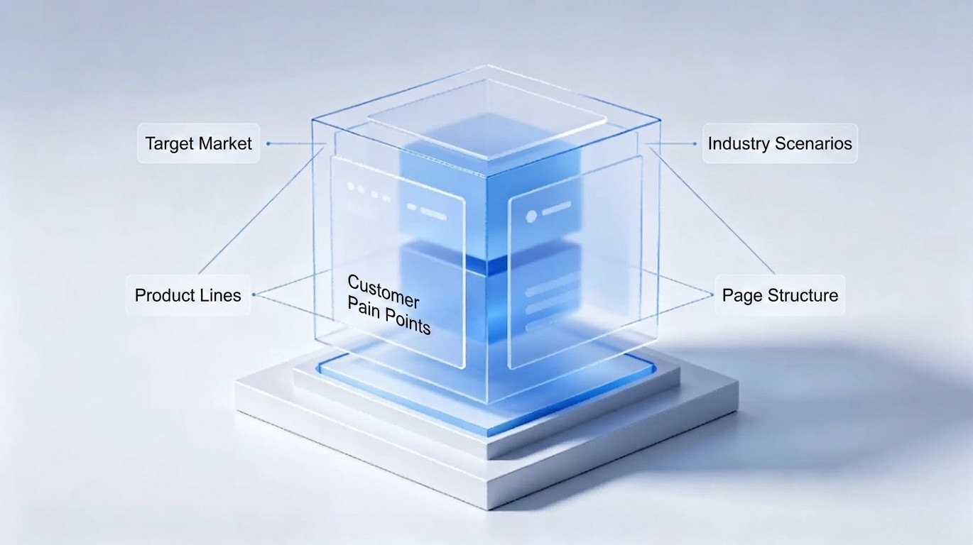 Diagram of customer targeting and page structure planning for a foreign trade website