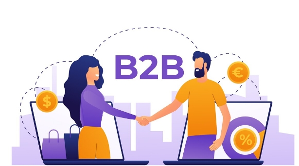 Illustration of B2B overseas customer acquisition and digital collaboration