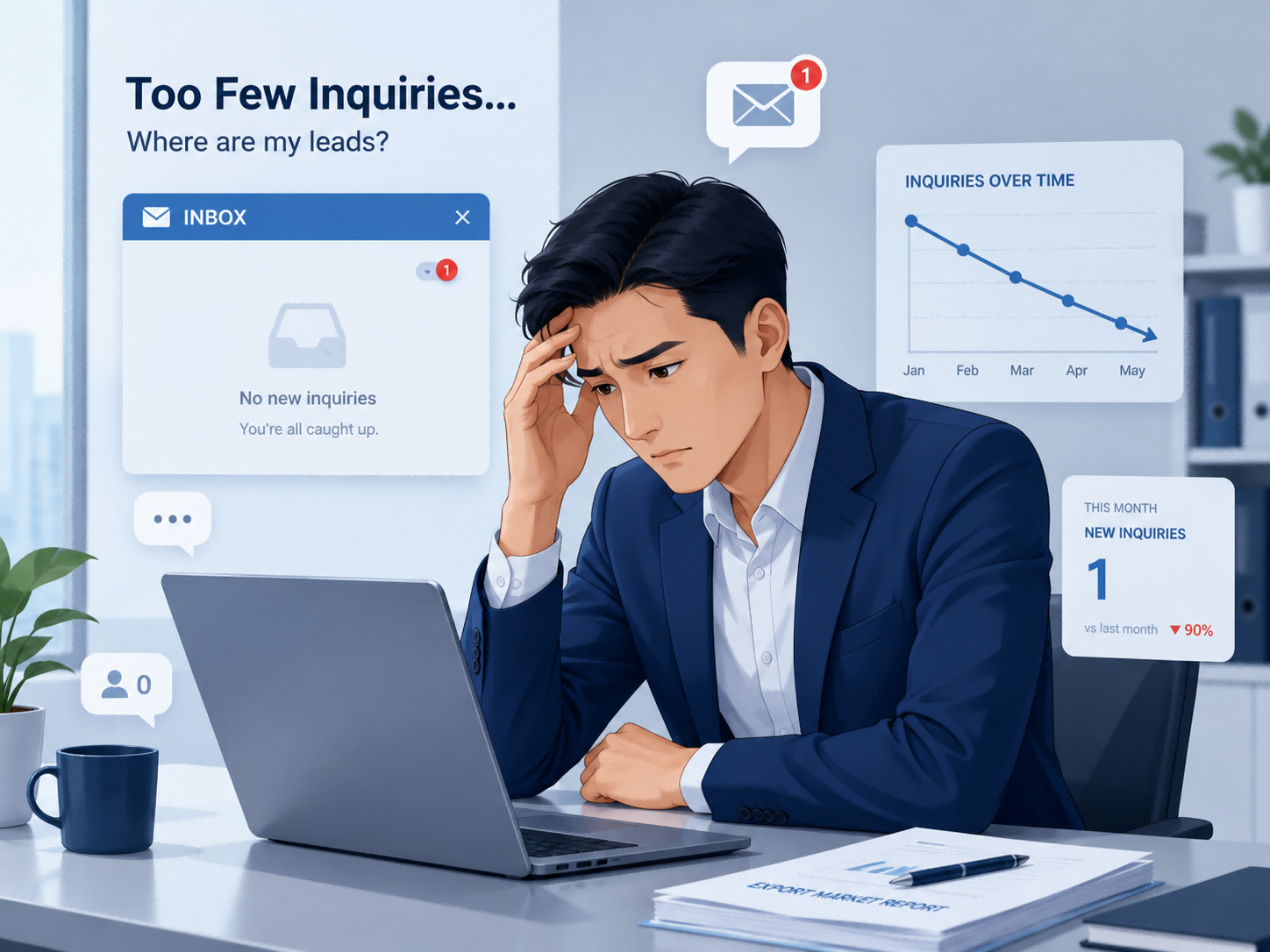 Diagnosing low inquiry volume on a B2B export website