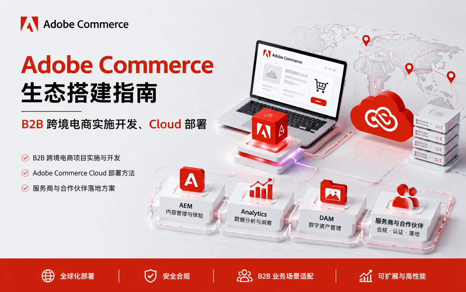 Adobe Commerce 生态搭建指南｜B2B 跨境电商实施开发、Cloud 部署，服务商与合作伙伴落地 AEM、Analytics、DAM 集成方案